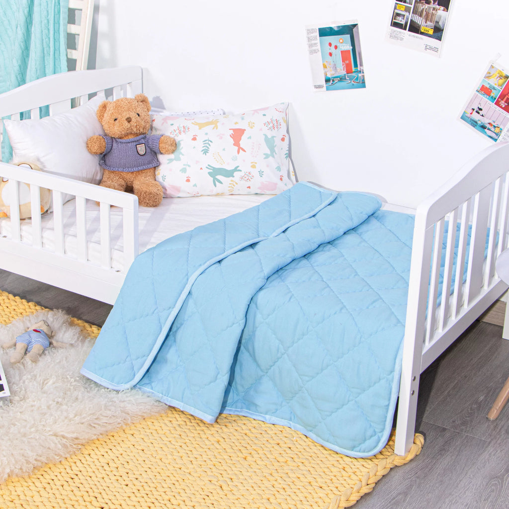 Ntbay Down Alternative Oversized Toddler Comter, Super Soft and Warm Solid Color Baby Crib Quilted Blanket, 43 x 60 inches, Aqua