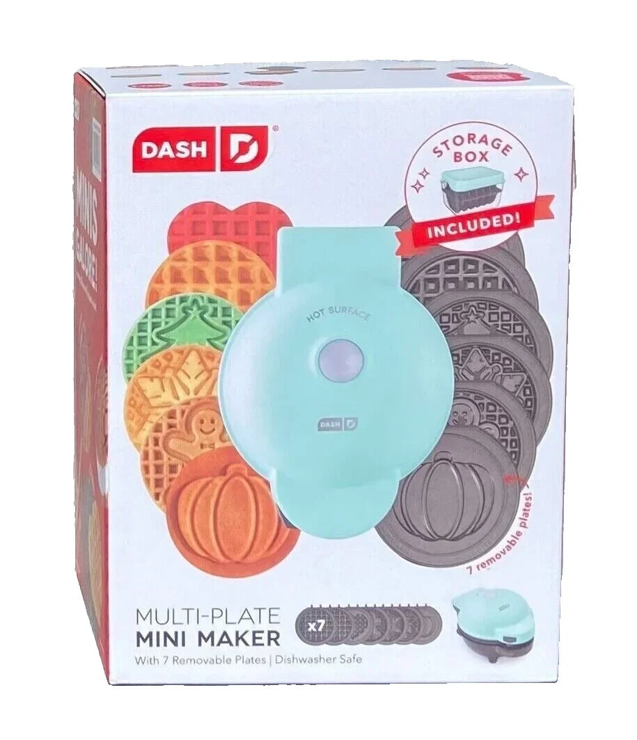 Dash Mini Waffle Maker a Waffle Iron with 7 Removable Plates and Storage