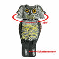 Owl Decoy 360 Rotate Head to Scare Birds, Scarecrow Owl Decoy Statue Realistic Scary Sounds & Shadow Fake Owl Outdoor Pest Bird Deterrent Patio Yard Garden Protector