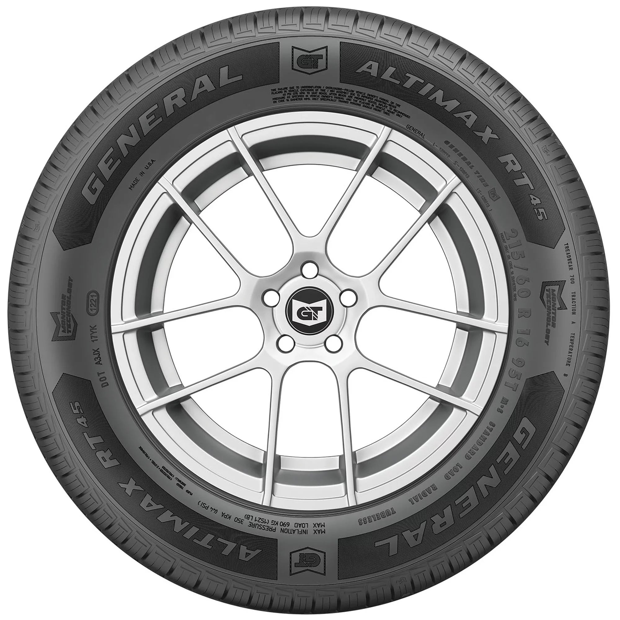 General Altimax RT45 195/55R16 87V BW All Season Tire