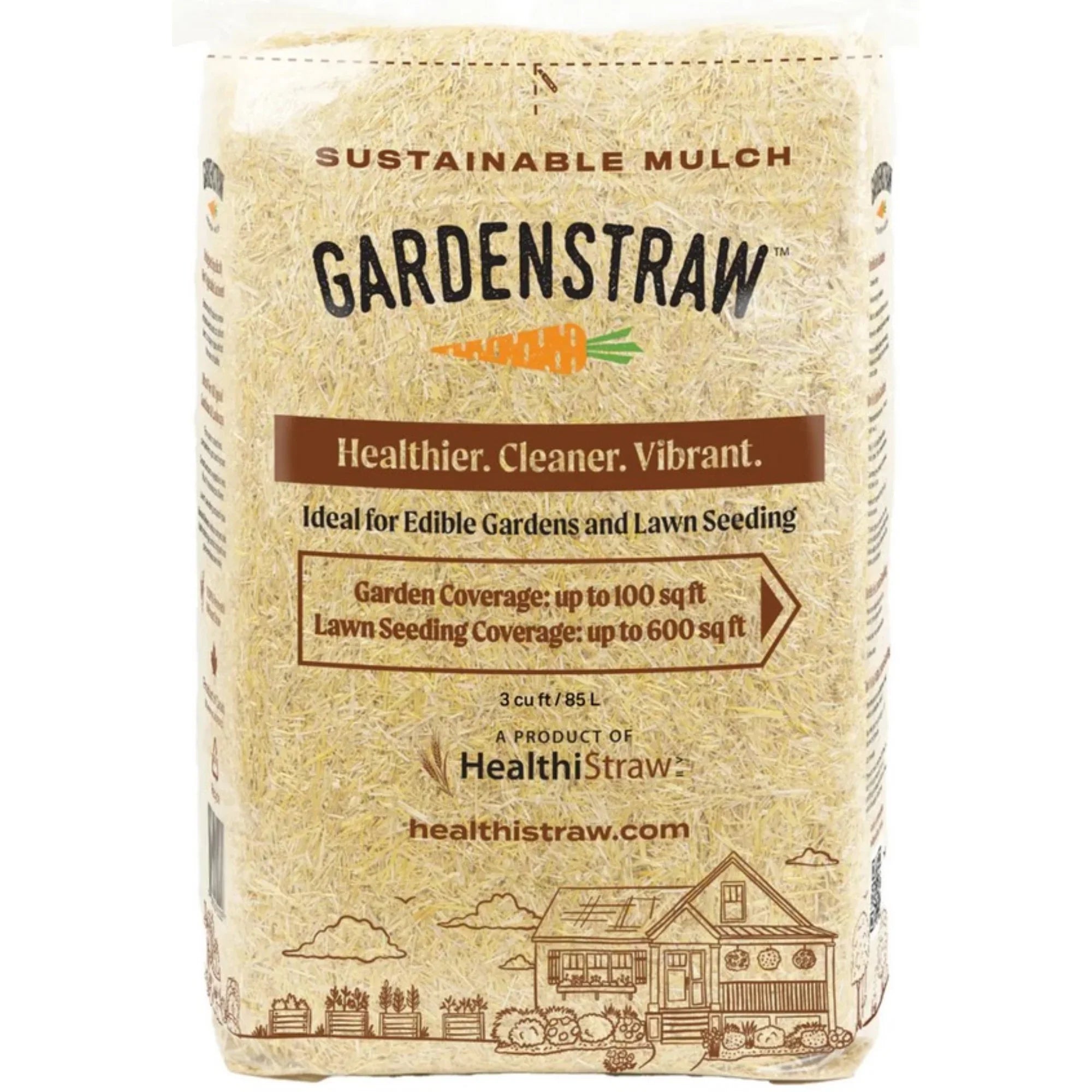 HealthiStraw GardenStraw Clean Premium Straw Mulch Gardening, Lawn Seeding and Composting, 3 Cu Ft (Garden Coating 100 sq ft)
