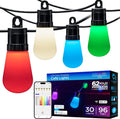 YANRUI Smart Color Changing String Lights, 96 ft, 30 Lightweight RGB LED Patio Lights, proof, Customizable, Wi-Fi App Control, Dimmable Outdoor String Lights, 79617