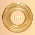 Terra Inflatable Pool Toys - Pool Floats Tube Gold Rings, Pool Floaties Toys with Glitter Swimming Pool Party, Beach Swimming Pool Float Toys Adults Kids | 48 Inch