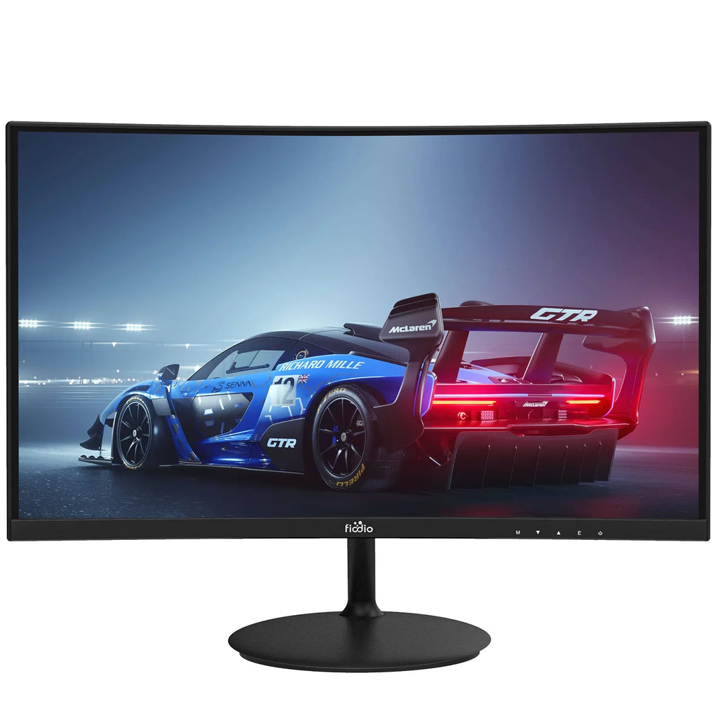 Fiodio 24" Curved FHD 1080P 75Hz Refresh Rate LED Monitor HDMI VGA Ports with Speakers, VESA Wall Mount Ready (HDMI Cable Included)