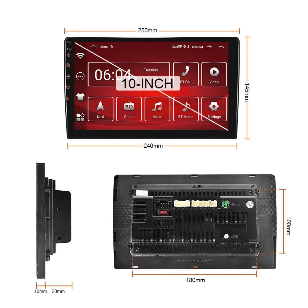 10'' 2Din Android QLED Car Stereo Nav GPS Radio DSP CarPlay 8Core 4+32GB