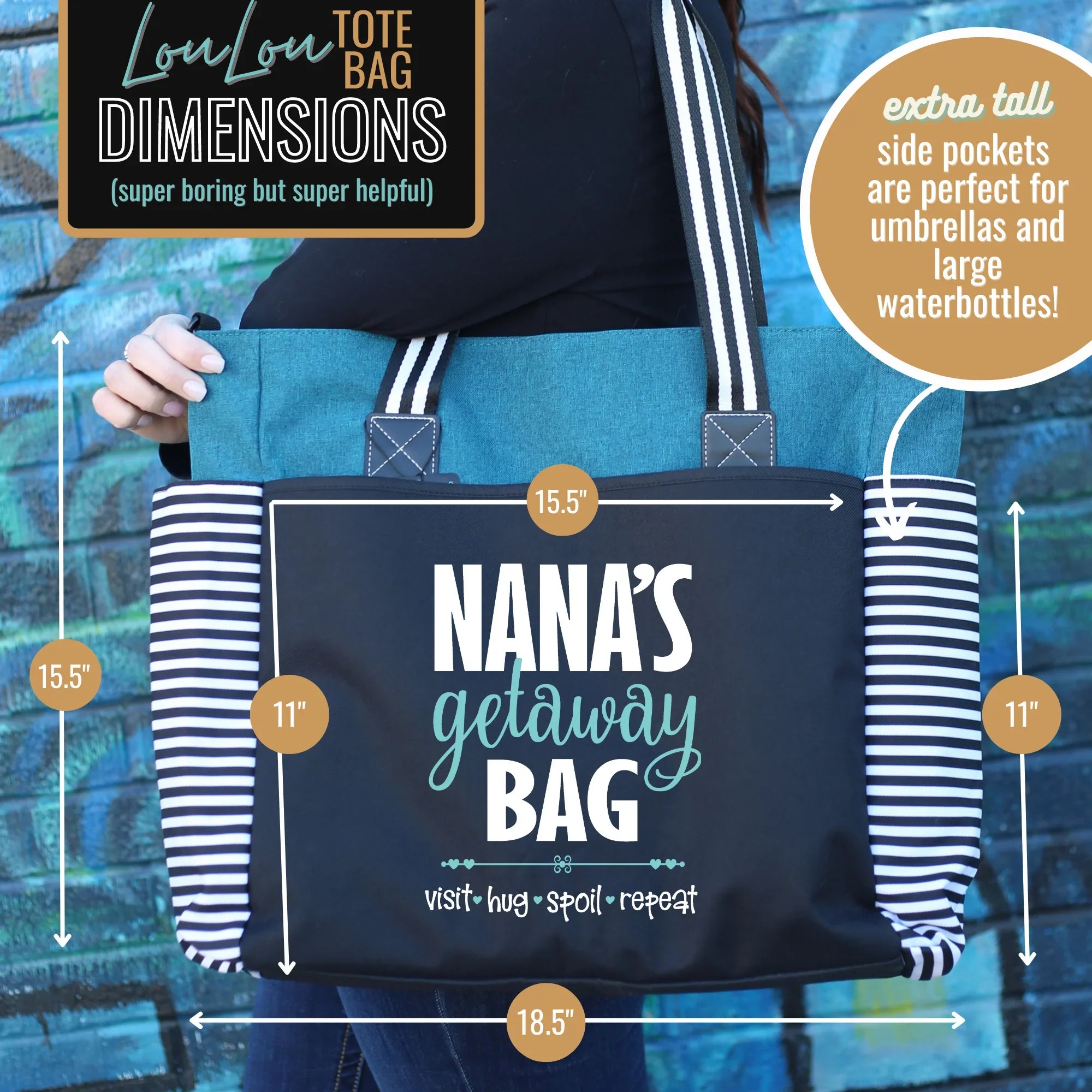 Nana Getaway LouLou Teal Tote Bag Grandmothers