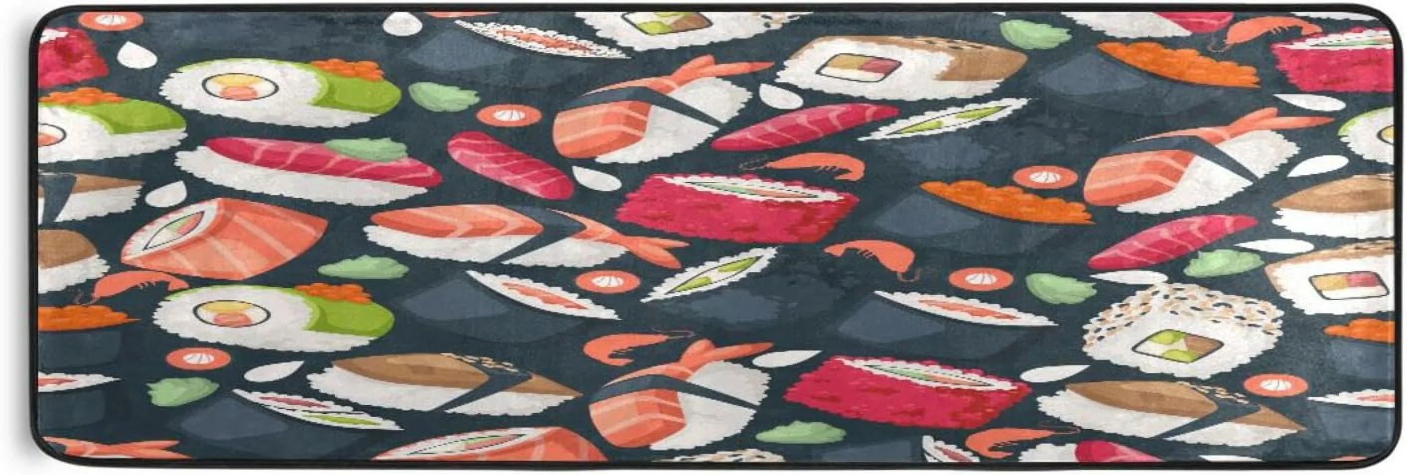 Coolnut Japanese Sushi Runner Rug - 24"x72" Ultra Soft Non-Slip Floor Mat Washable Area Rugs Kitchen Bathroom Entry Home Decor Gifts