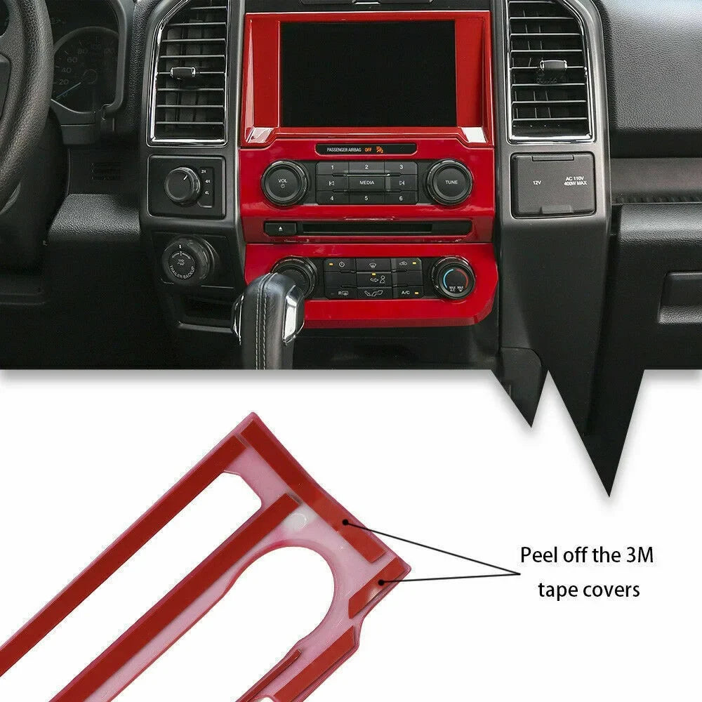 Teledu F150 Red 28pcs Full Interior Set Center Console Protection Trim Kit