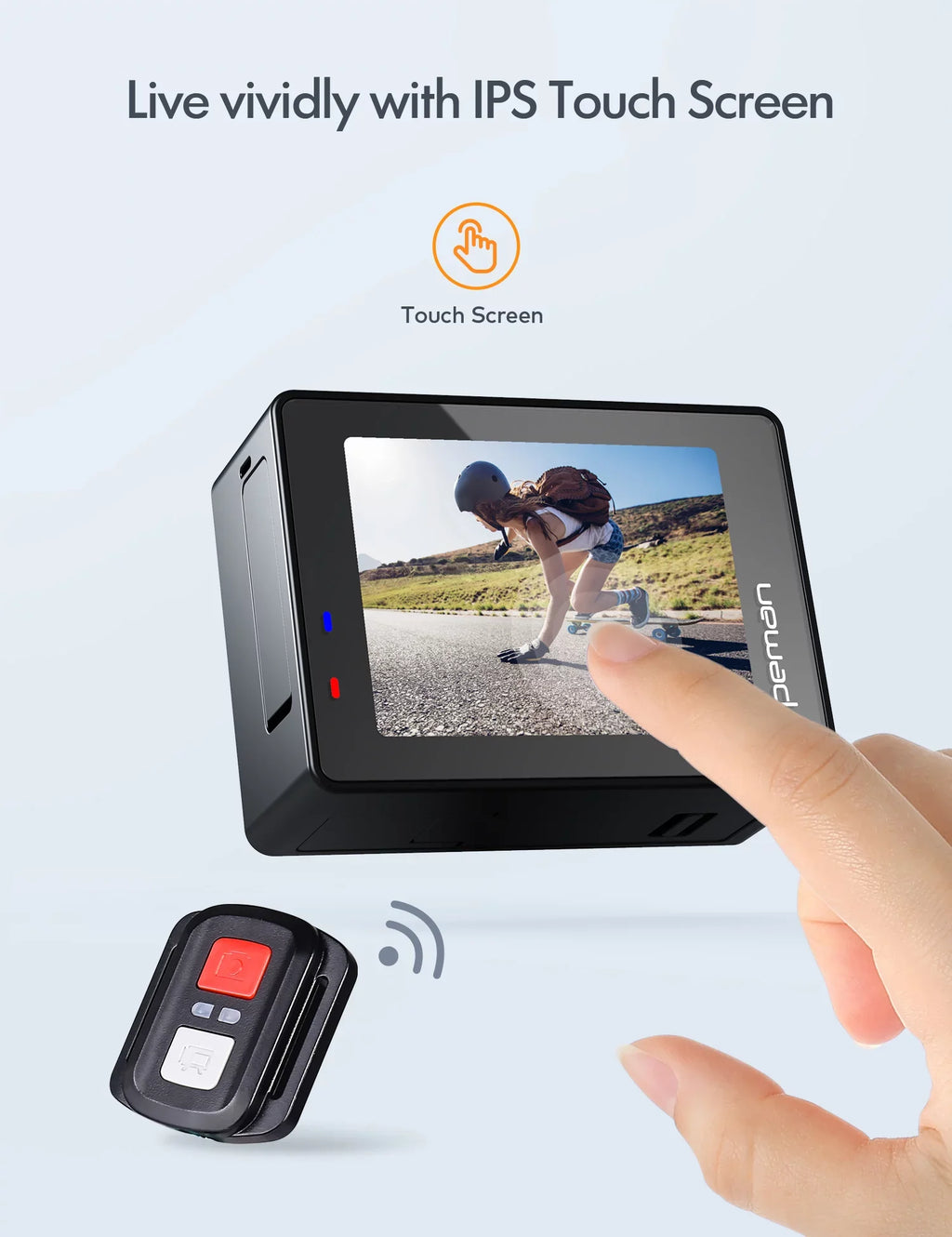 APEMAN A100s Action Camera 4K 50fps Touchscreen Ultra HD 20MP WiFi Sports 40M Dual 1350 mAh Batteries