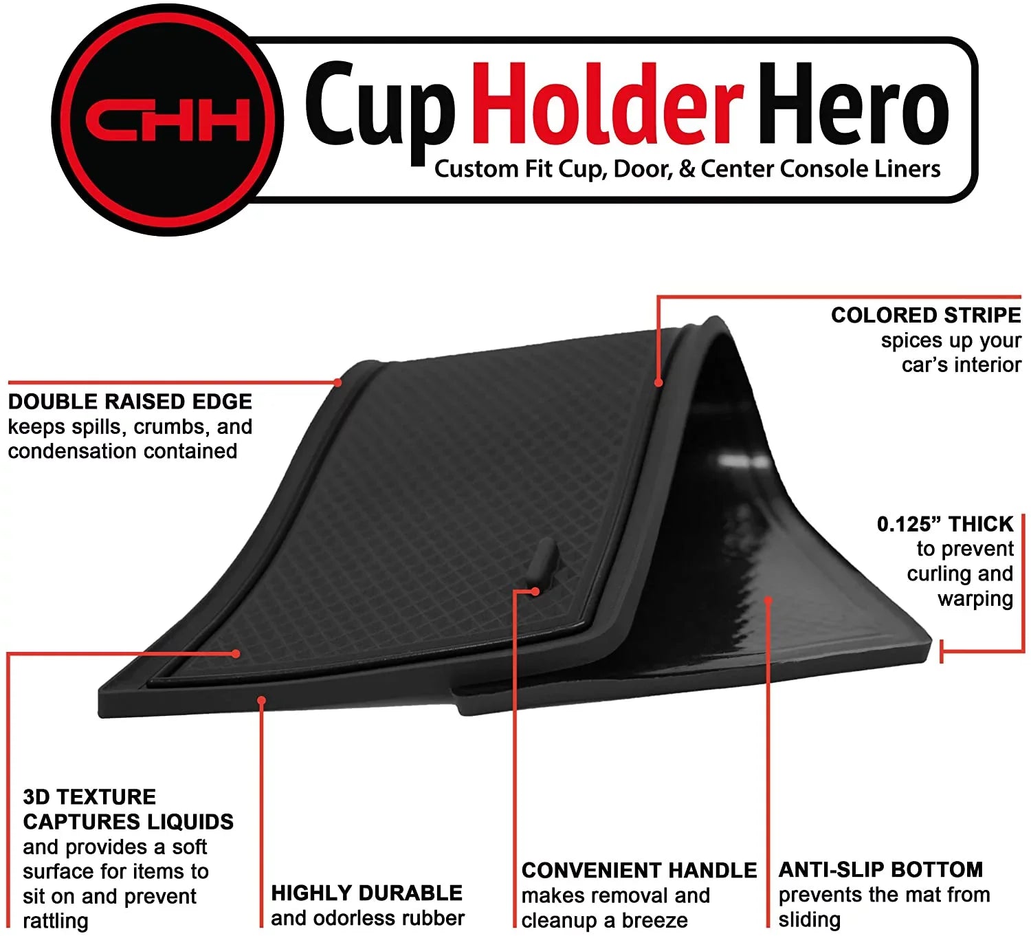 CupHolderHero Subaru Forester Accessories 2014-2018 Premium Custom Interior Non-Slip Anti Dust Cup Holder Inserts, Center Console Liner Mats, Door Pocket Liners 17-pc Set (Solid Black)