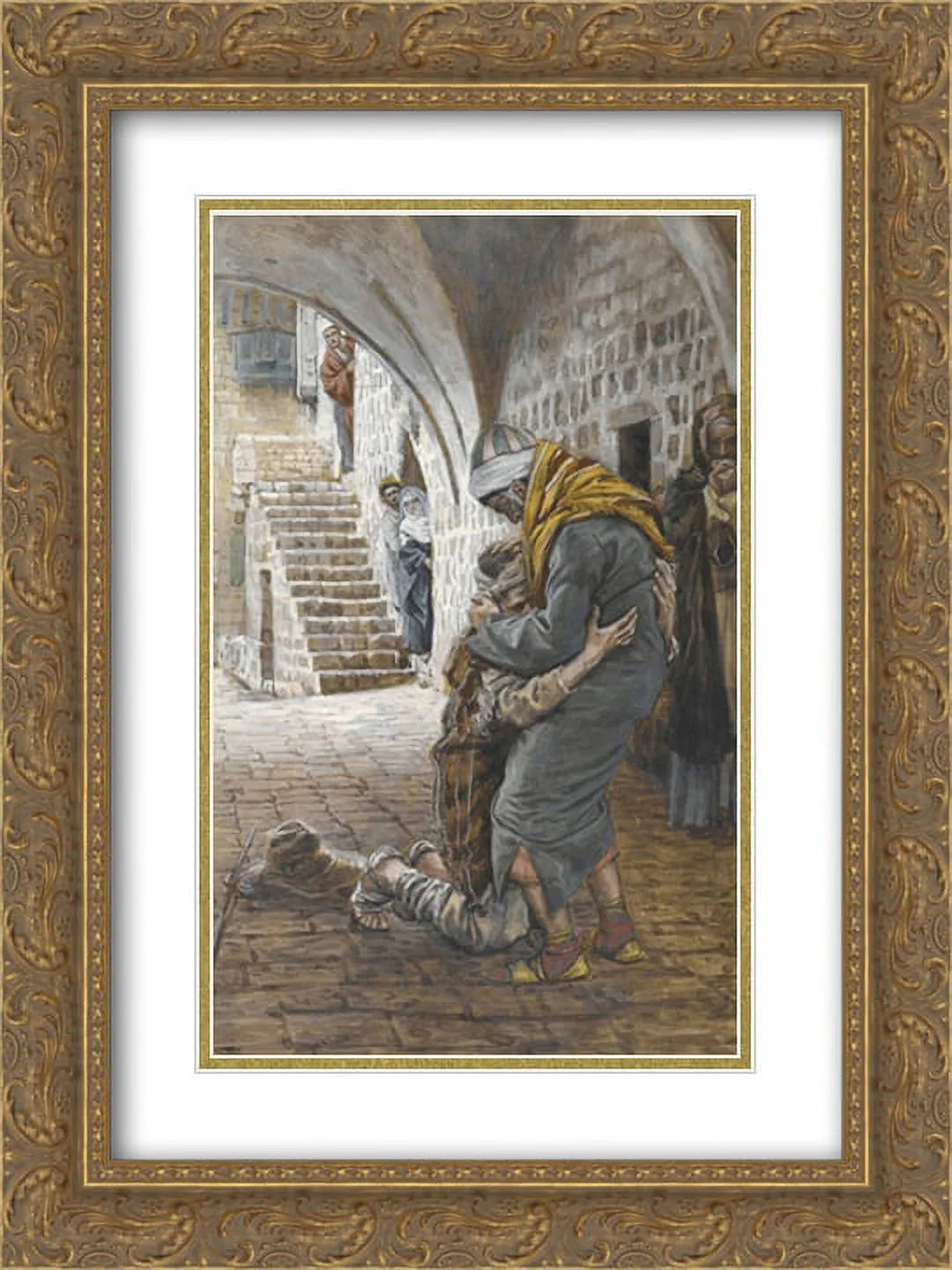 James Tissot 2x Matted 18x24 Gold Ornate Framed Art Print 'The Return of the Prodigal Son, illustration 'The Life of Christ''