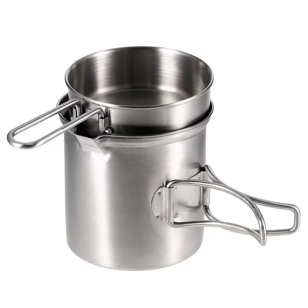 Arealer Portable Camping Stove Combo Wood Burning Stove and Cooking Pot Set Backpacking Fishing Hiking