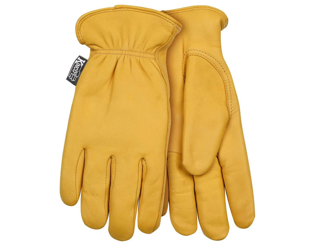 Kinco 90HKW-S Women's Lined Grain Deerskin Gloves, Heat Keep Lining, Double Shirred Elastic Back, Small, Golden