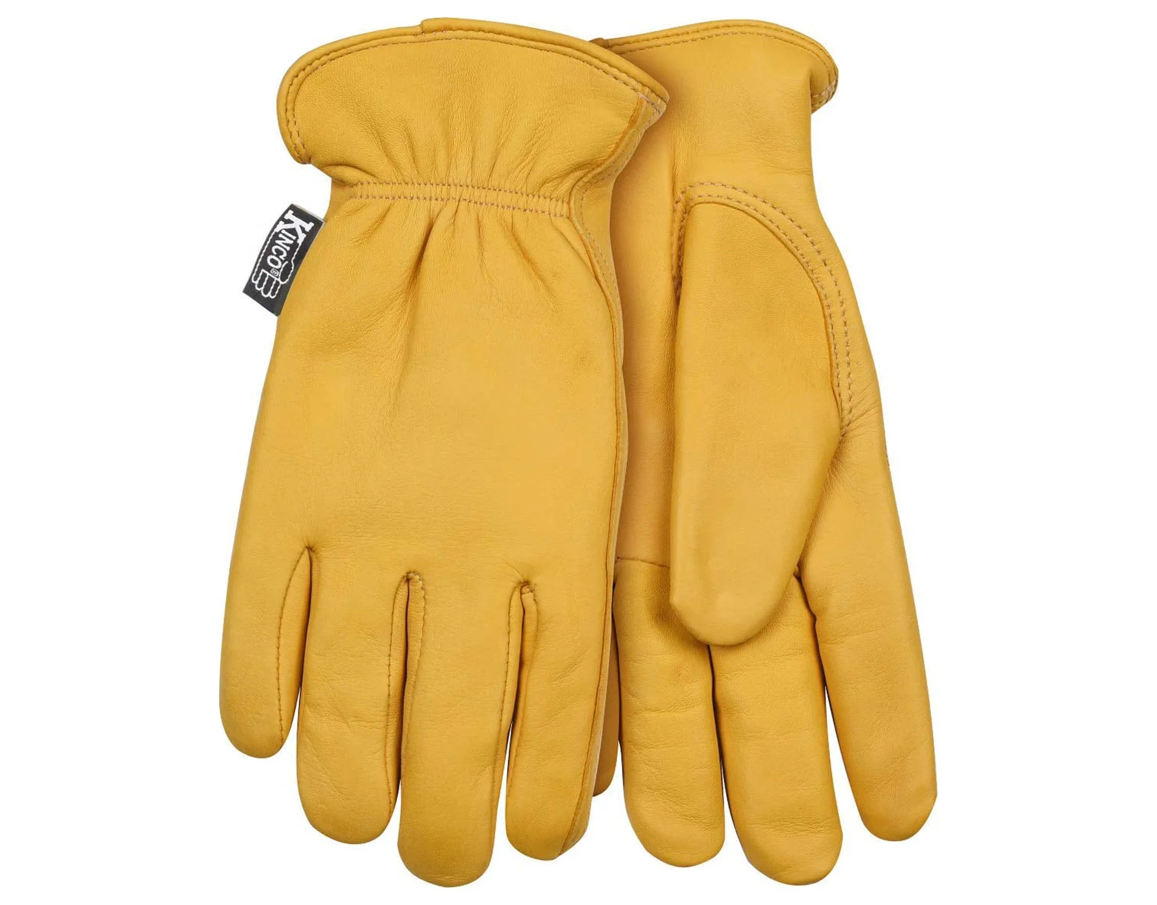 Kinco 90HKW-S Women's Lined Grain Deerskin Gloves, Heat Keep Lining, Double Shirred Elastic Back, Small, Golden