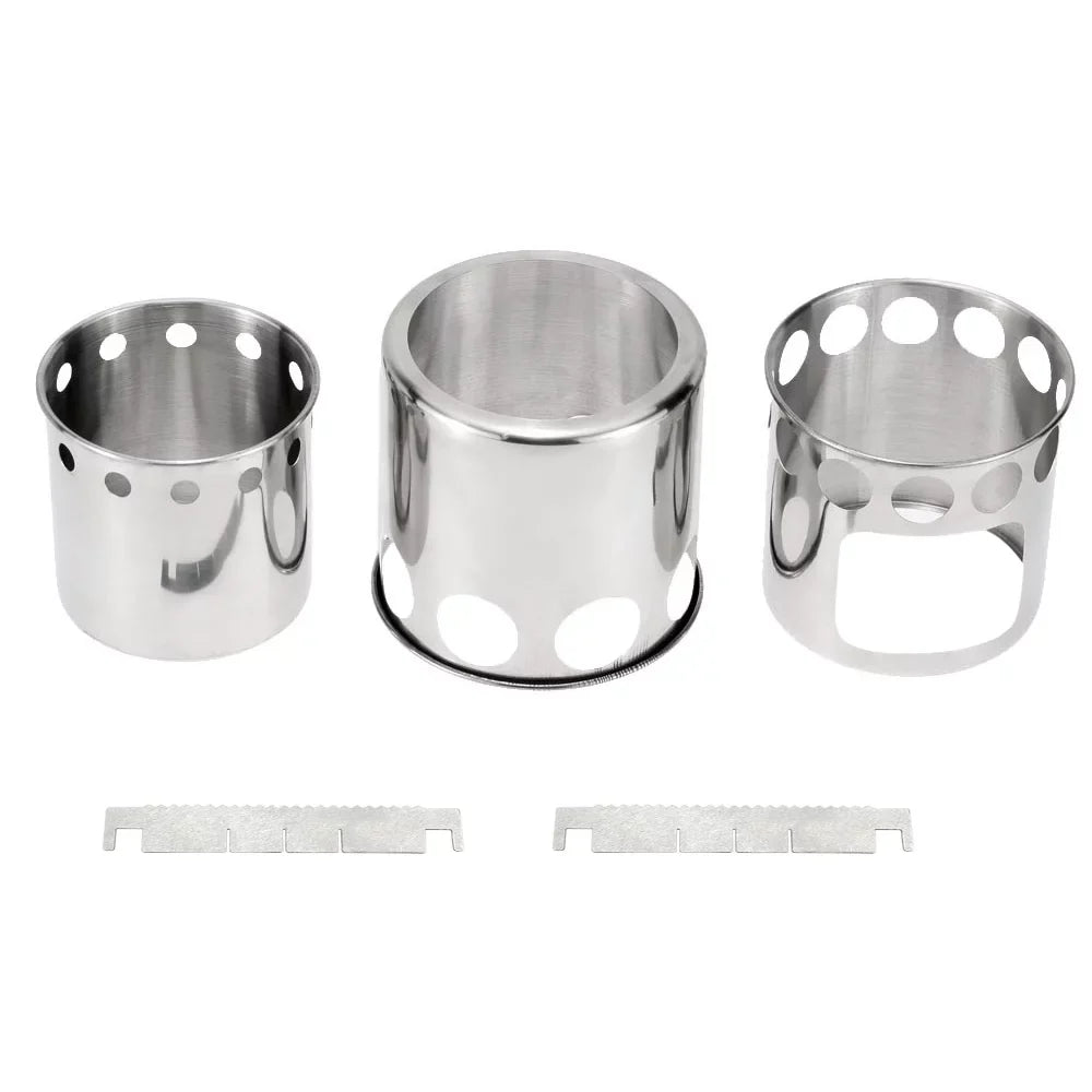 Arealer Portable Camping Stove Combo Wood Burning Stove and Cooking Pot Set Backpacking Fishing Hiking