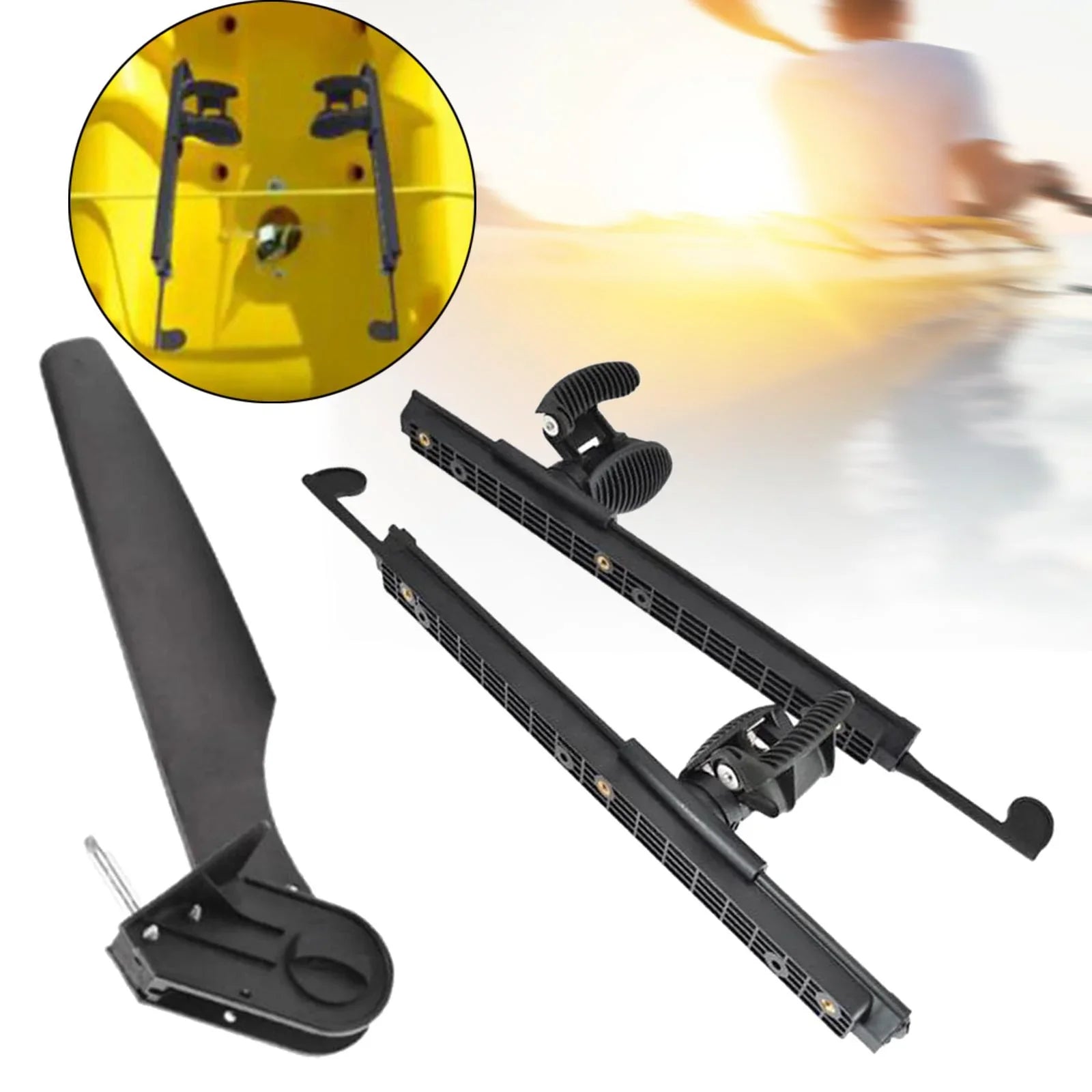 kesoto Kayak Rudder Kayak Foot Pegs Vessel Tail Watercraft Rudder with Foot Brace Pedals Fishing Craft Canoeing Marine Accessories