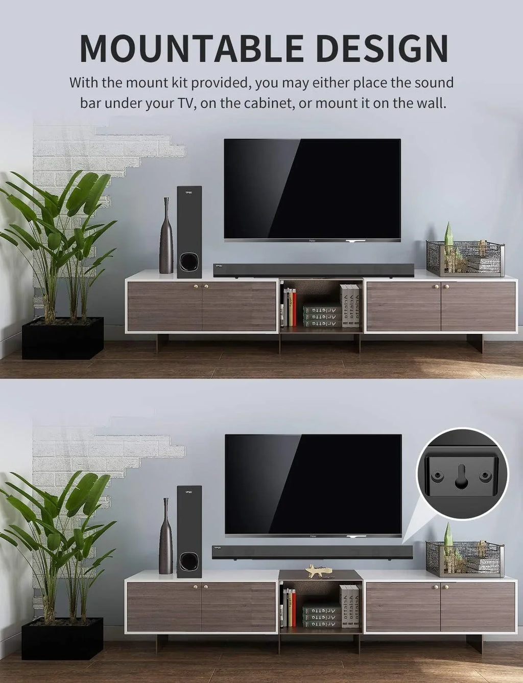 Open Box VMAI 2.1 Sound Bar with Subwoofer, 120W, Bluetooth 5.0, 34" FS21HS-L - Black