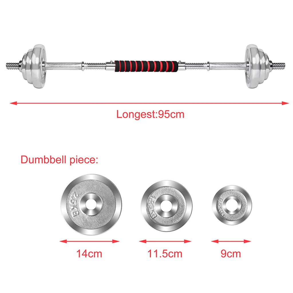 SAYFUT 66LB Dumbbell Weight Set Detachable Fitness Dumbbells Barbells Adjustable Gym Household Exercise, Silver