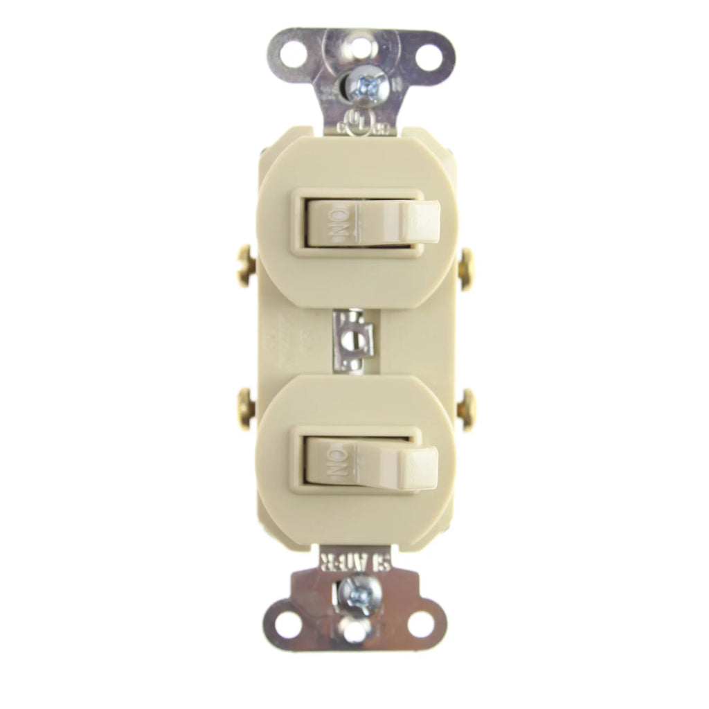 Pass & Seymour Legrand 690-IG Combo Combination Switch, 1P, 15A, 120/277V, Ivory, 10 Pack