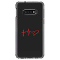 DistinctInk Clear Shockproof Hybrid Case Samsung Galaxy S10e (5.8" Screen) - TPU Bumper Acrylic Back Tempered Glass Screen Protector - Cross Heart - Faith Hope Love