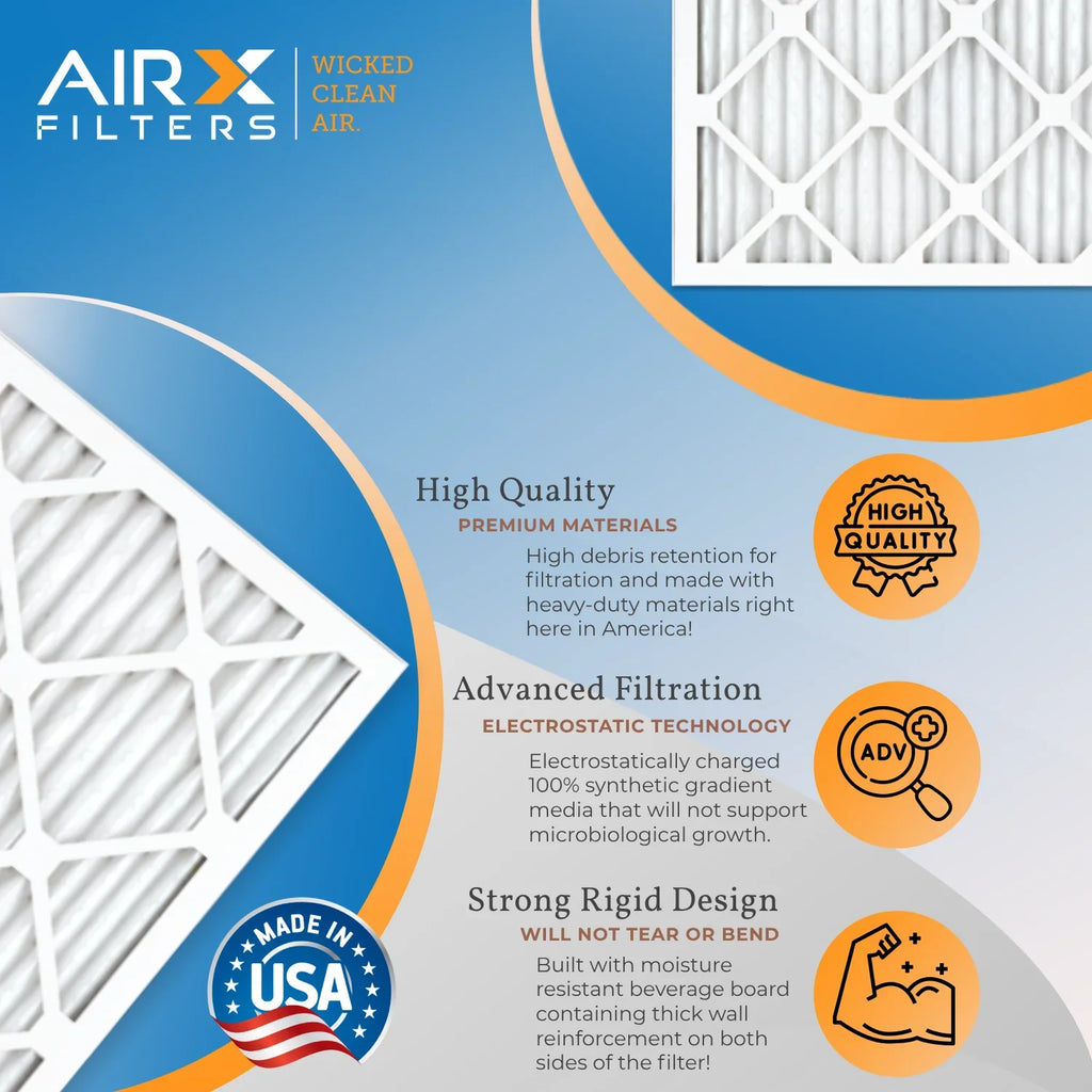 16x30x1 Air Filter MERV 13 Rating, 12 Pack of Furnace Filters Comparable to MPR 1500 - 2200 & FPR 9 - Made in USA by AIRX FILTERS WICKED CLEAN AIR.
