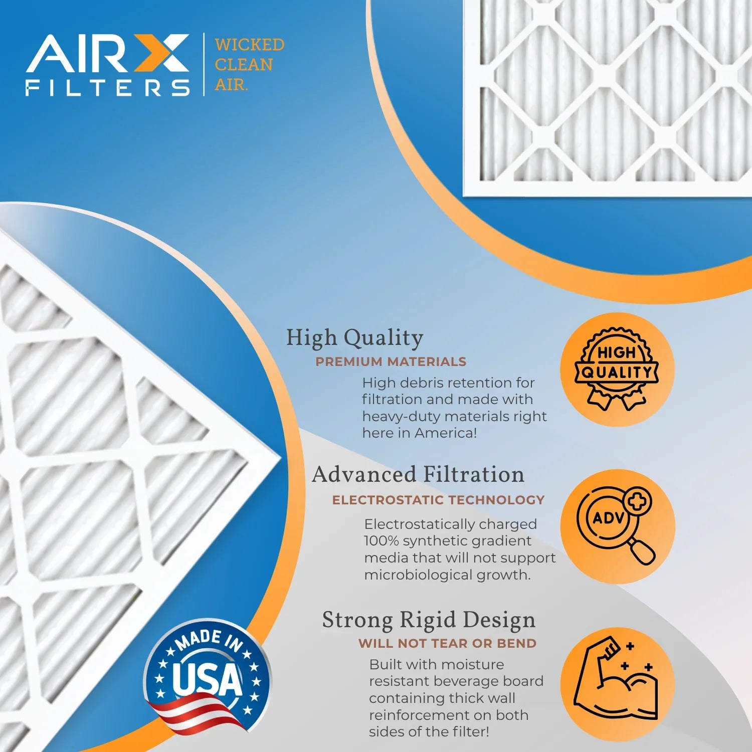 20x36x1 Air Filter MERV 8 Comparable to MPR 700 & FPR 5 Electrostatic Pleated Air Conditioner Filter 6 Pack HVAC AC Premium USA Made 20x36x1 Furnace Filters by AIRX FILTERS WICKED CLEAN AIR.