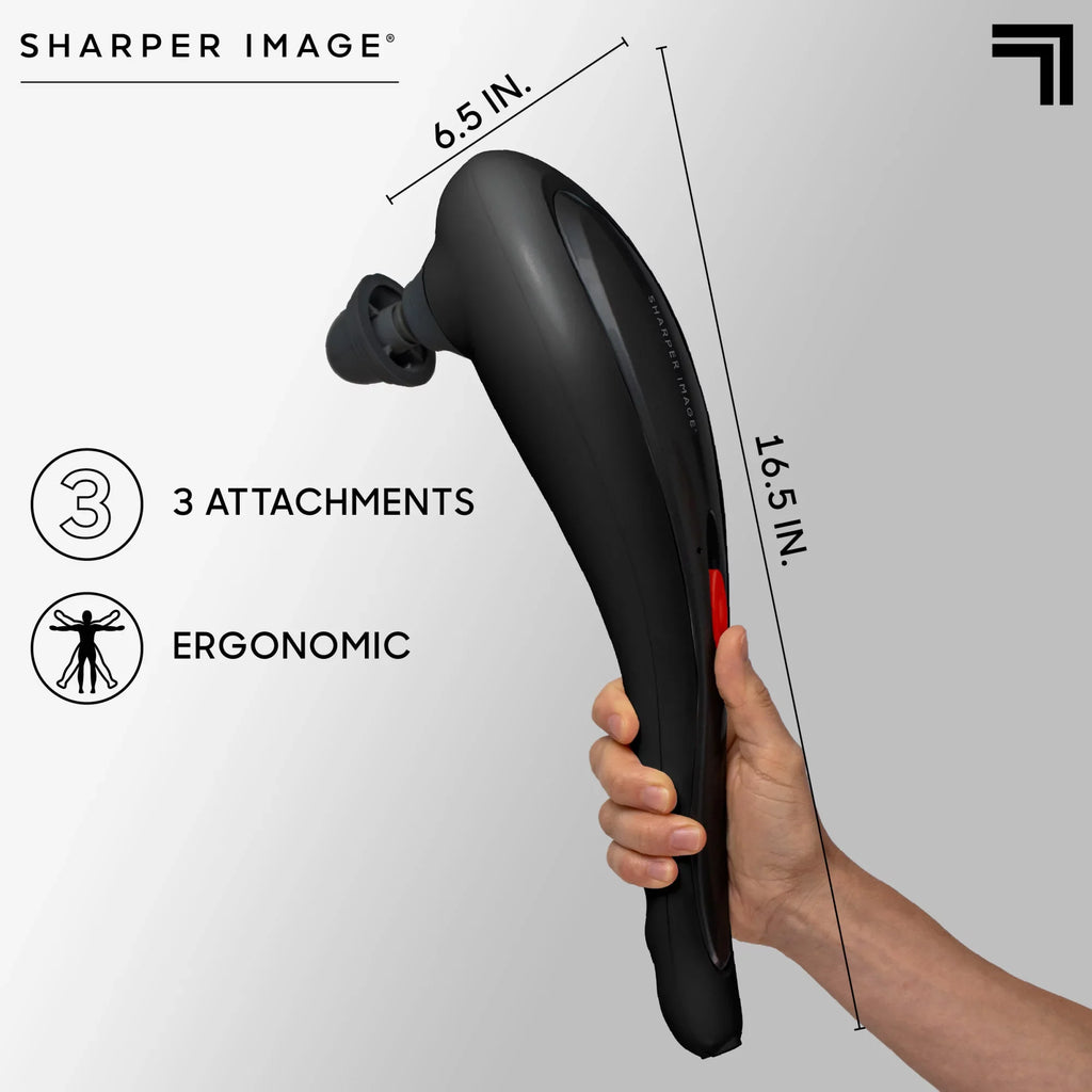 Sharper Image® Deep-Tissue Massager with Swappable Heads, Personal Massage Neck and Back with Kneading and Soothing Heat, Relaxation and Calming Sensation, Interchangeable Nodes