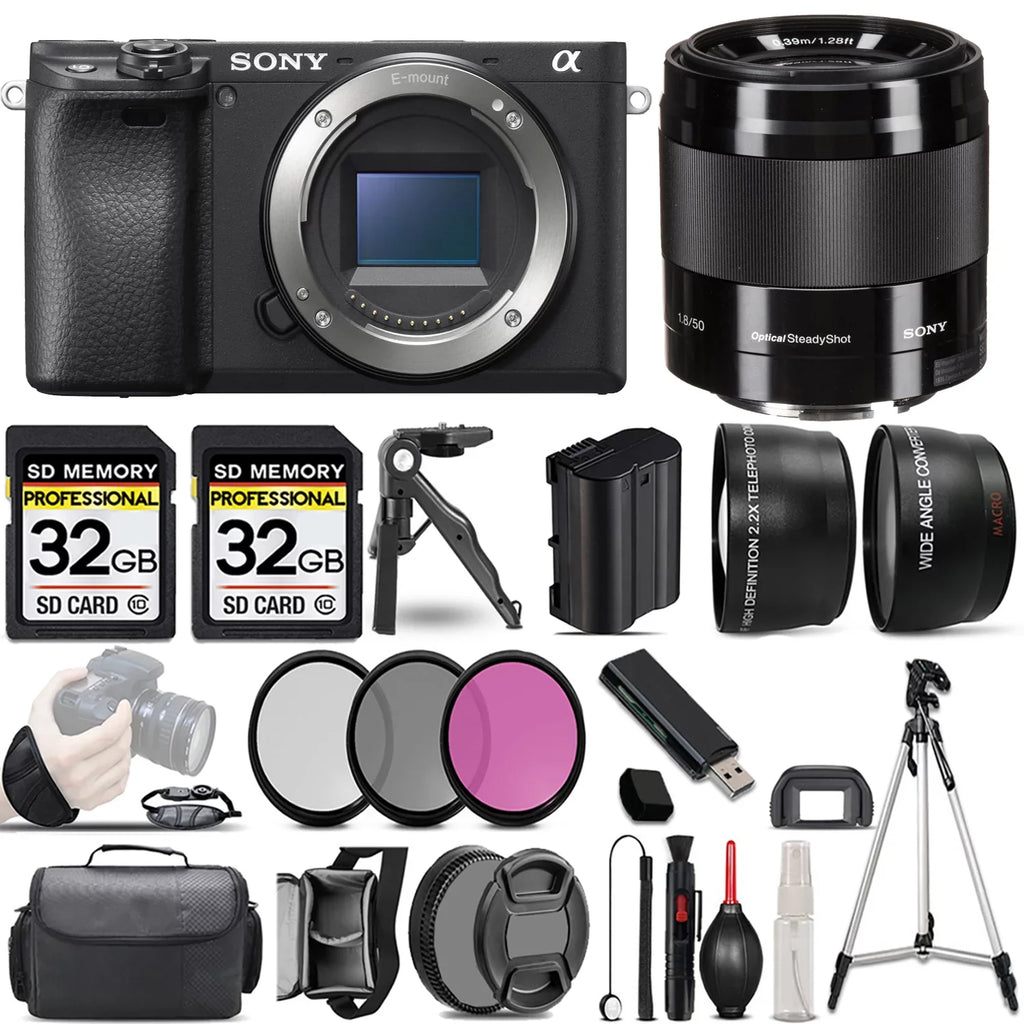 Sony a6400 Mirrorless Camera +50mm f/1.8 OSS Lens (Black) +3 PC Filter +64GB