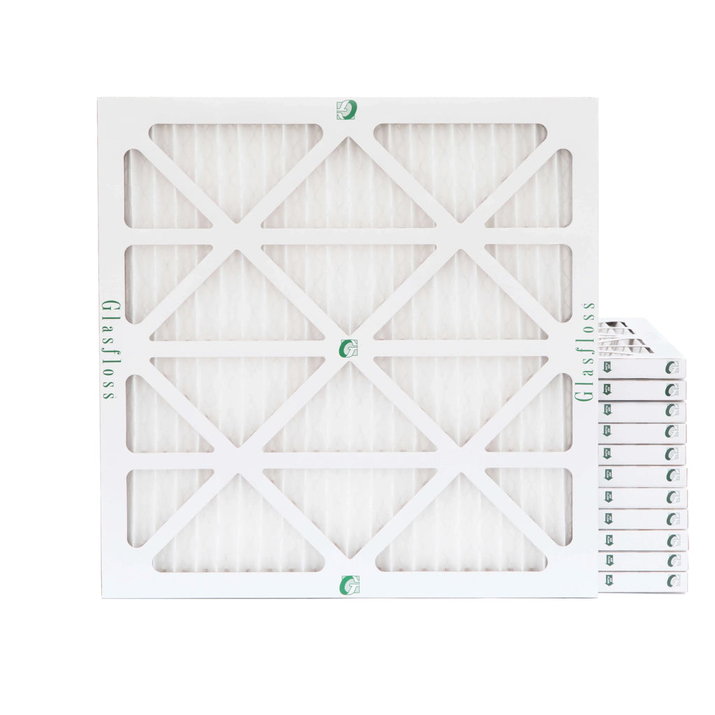 12 Pack of 10x10x1 MERV 10 Pleated Air Filters by Glasfloss. Actual Size: 9-1/2 x 9-1/2 x 7/8