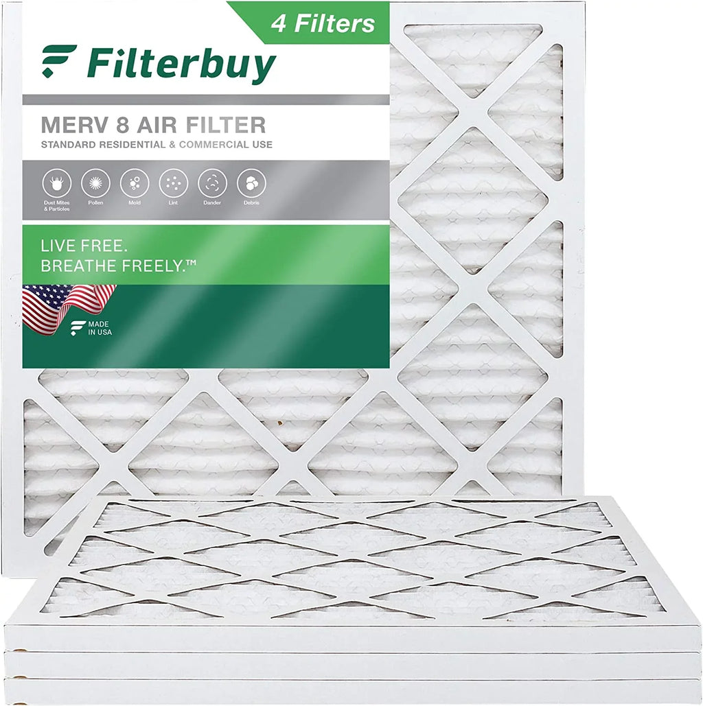 Filterbuy 8x8x1 MERV 8 Pleated HVAC AC Furnace Air Filters (4-Pack)
