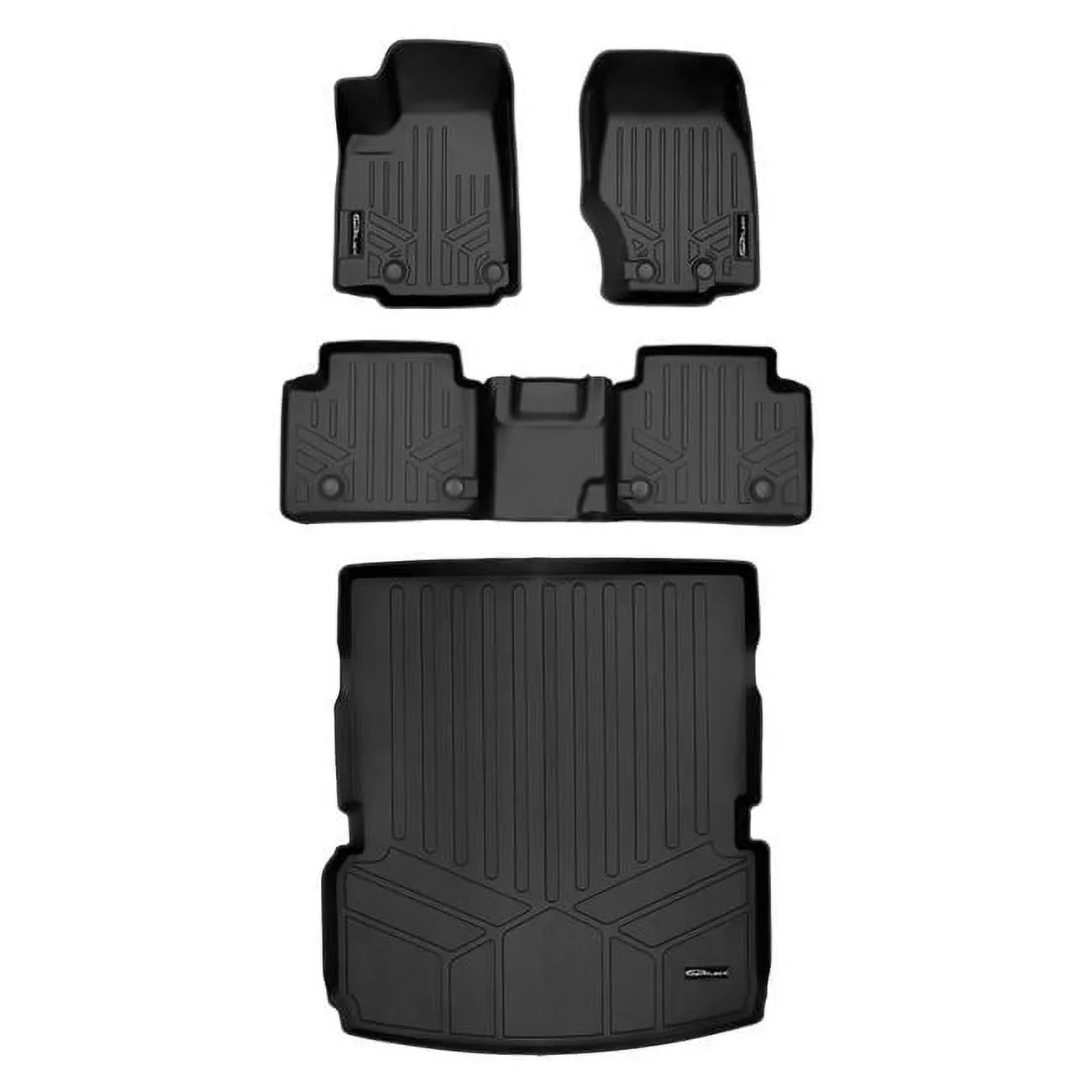 SA0568-B0568-D0568 All Custom Fit Black 2 Row & Cargo Liner Behind the 2nd Row Floor Mat Liner Set 2021-2023 Jeep Grand Cherokee L, Black