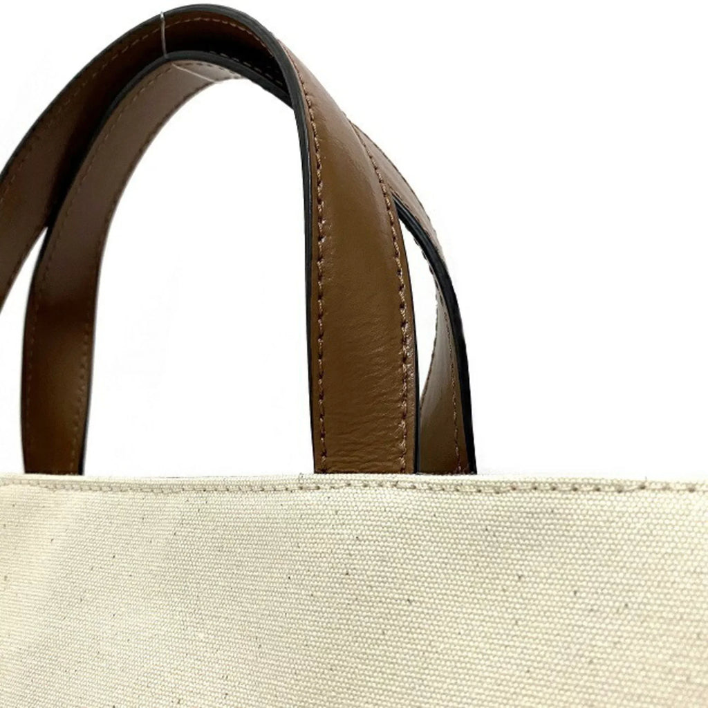Pre-Owned Marni Tote Bag Natural White Brown SHMP0068Q0 P2994 Canvas Leather MARNI Handbag Bicolor Ladies (Like New)