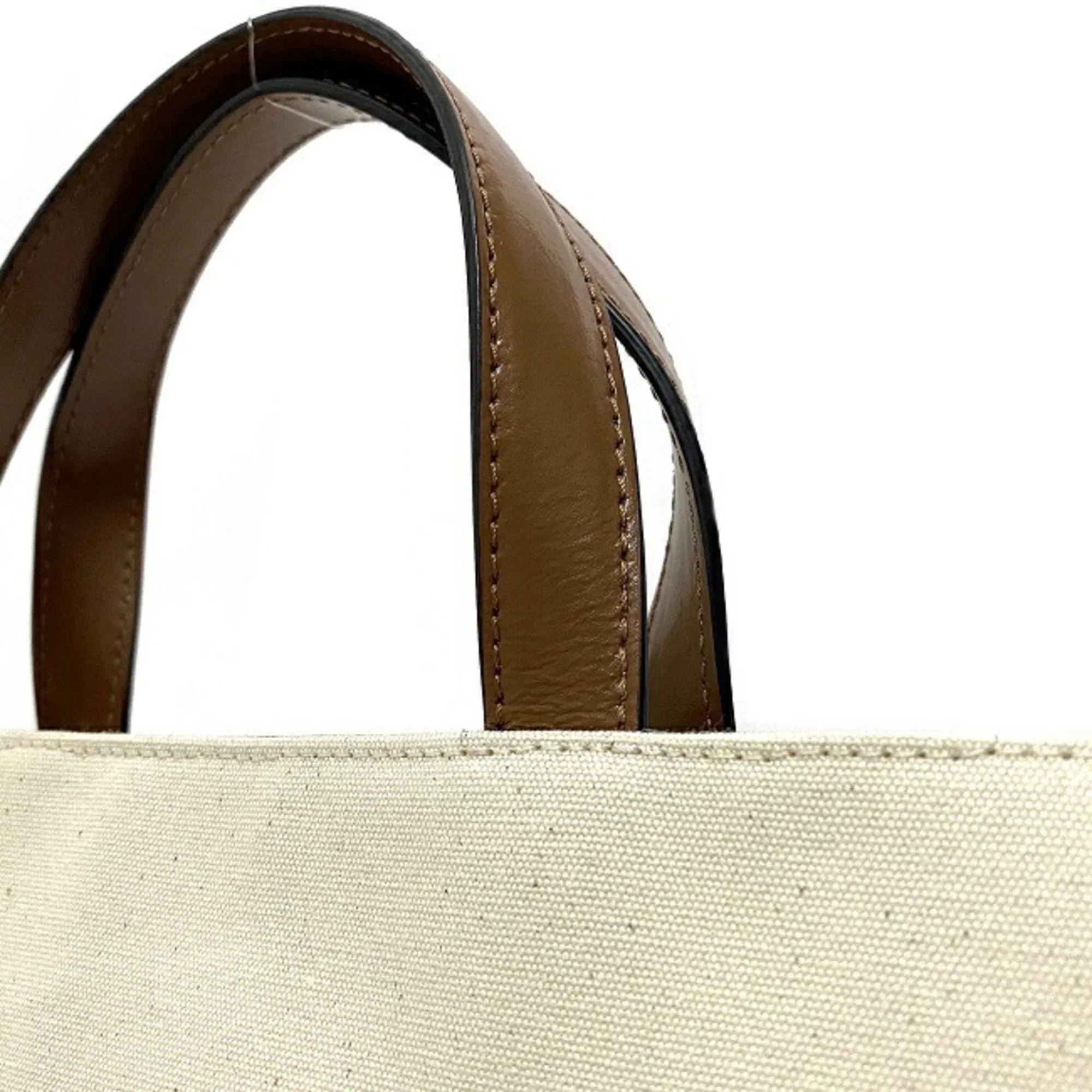 Pre-Owned Marni Tote Bag Natural White Brown SHMP0068Q0 P2994 Canvas Leather MARNI Handbag Bicolor Ladies (Like New)