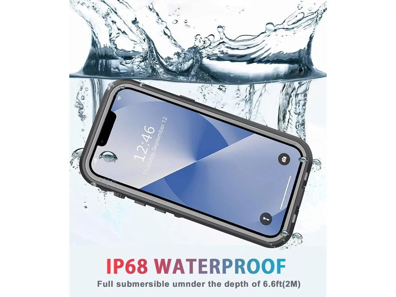 For iPhone 13 Case Waterproof Shockproof Dustproof Full-Body with Built-in Screen Protector,Underwater Full Sealed Shield Protective iPhone 13 6.1 inch