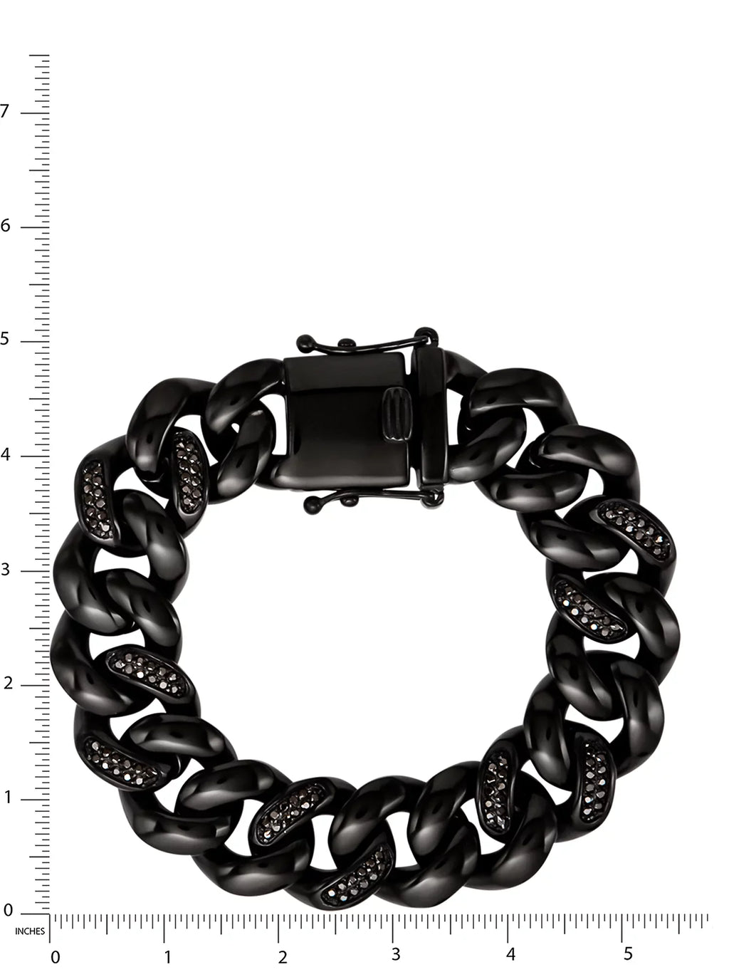 Shaquille O'Neal Men's Simulated Diamond Black IP Plated Stainless Steel Curb Bracelet