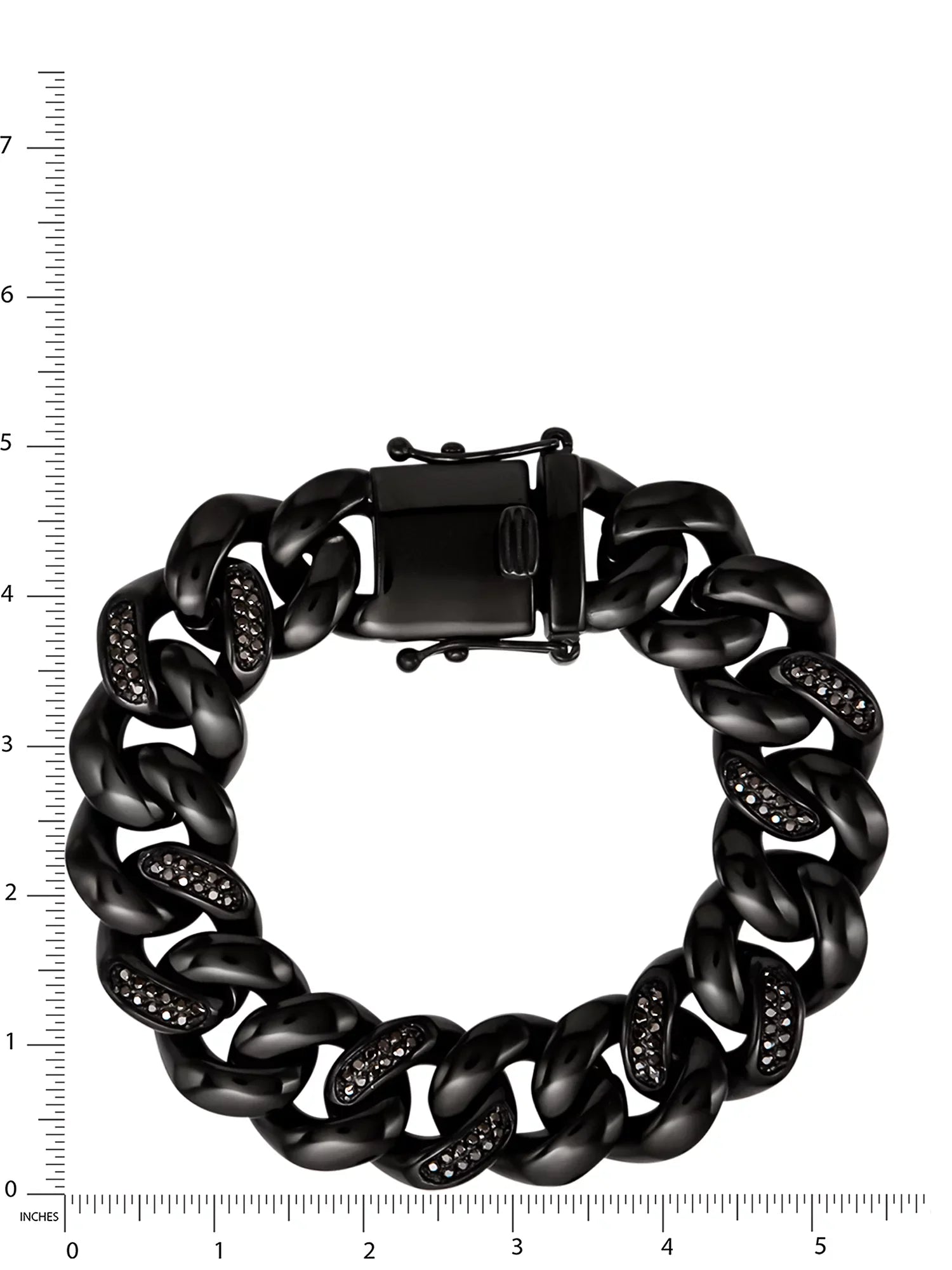 Shaquille O'Neal Men's Simulated Diamond Black IP Plated Stainless Steel Curb Bracelet