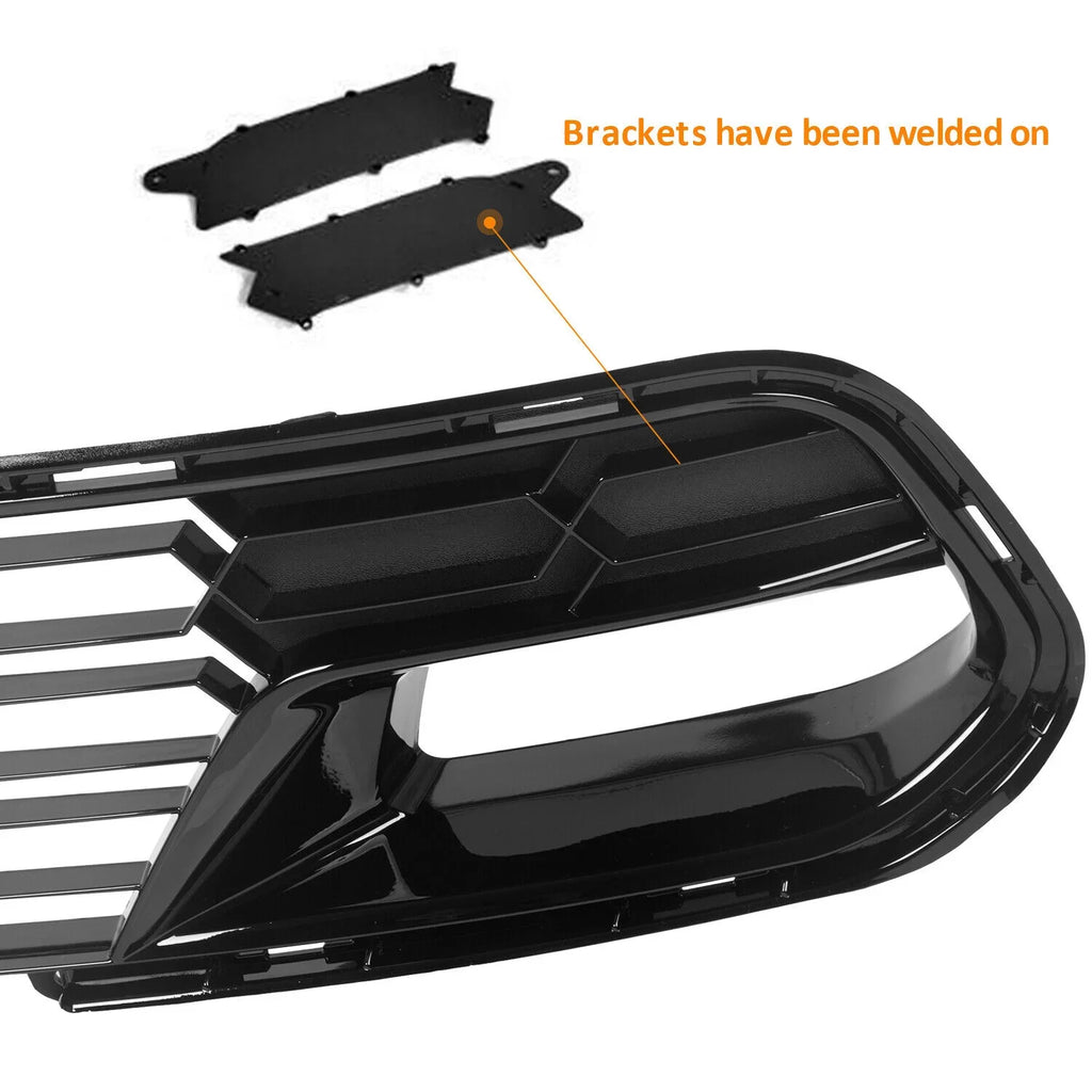 Kojem Front Lower Grille 2014-2019 Chevrolet Corvette C7 All Models Z06 Style Bumper Shield Painted Glossy Black Plastic (W/O Front Camera Bracket)