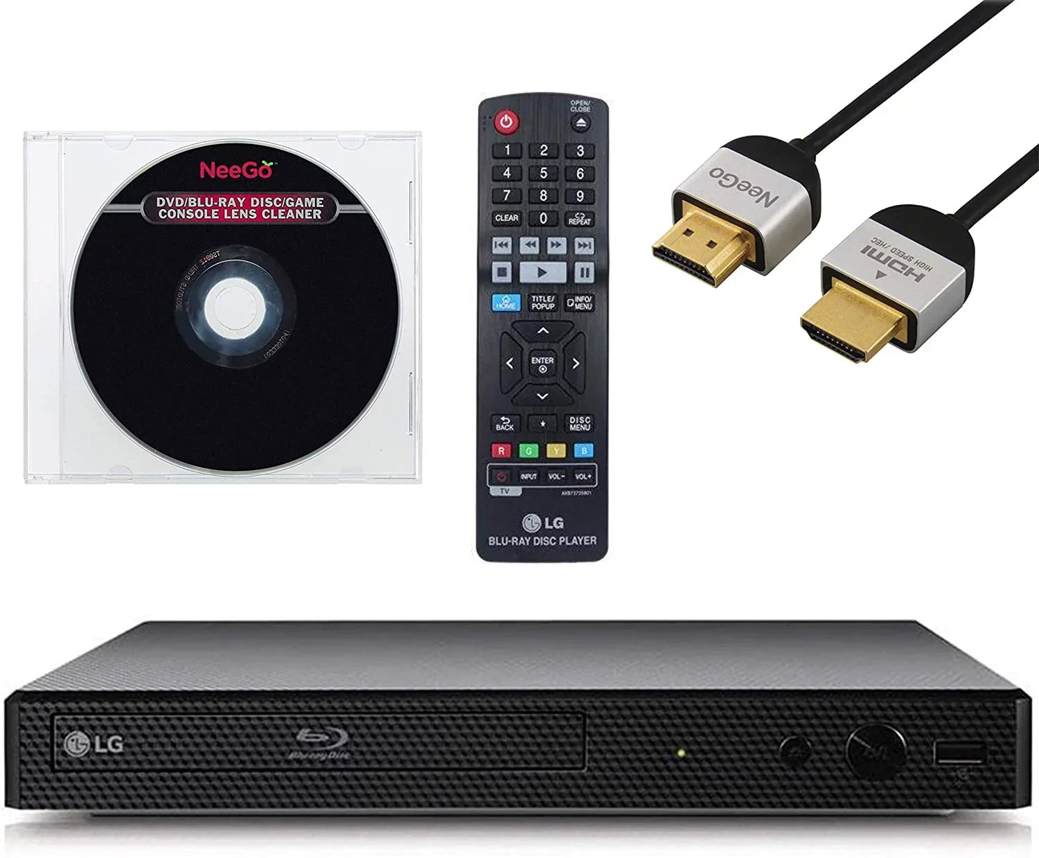 LG BP350 Blu-Ray Disc Player W Wi-Fi + Remote Control + NeeGo HDMI Cable & Ethernet Lens Cleaner