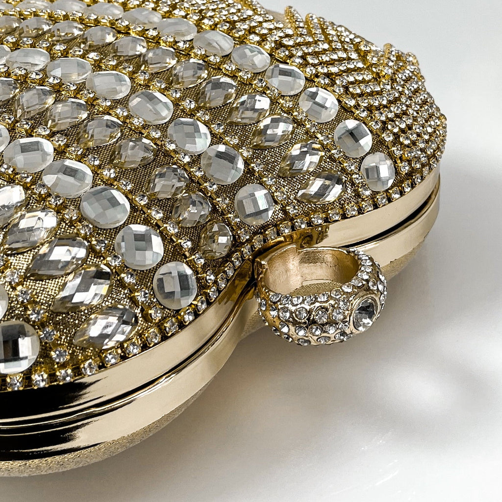 Geiomoo Heart Shape Tassel Evening Clutch Bag, Women Luxury Rhinestones Purse Handbag Wedding Party