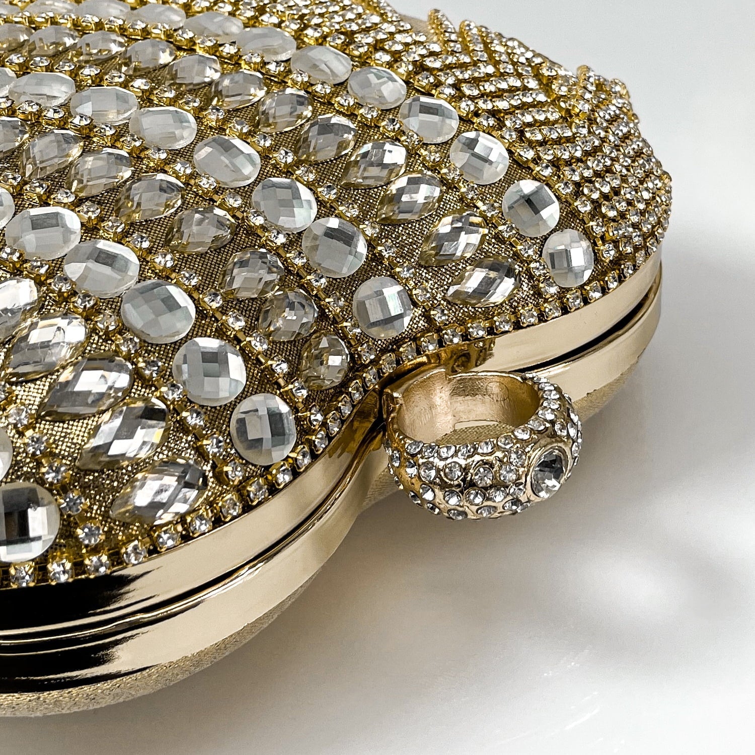 Geiomoo Heart Shape Tassel Evening Clutch Bag, Women Luxury Rhinestones Purse Handbag Wedding Party
