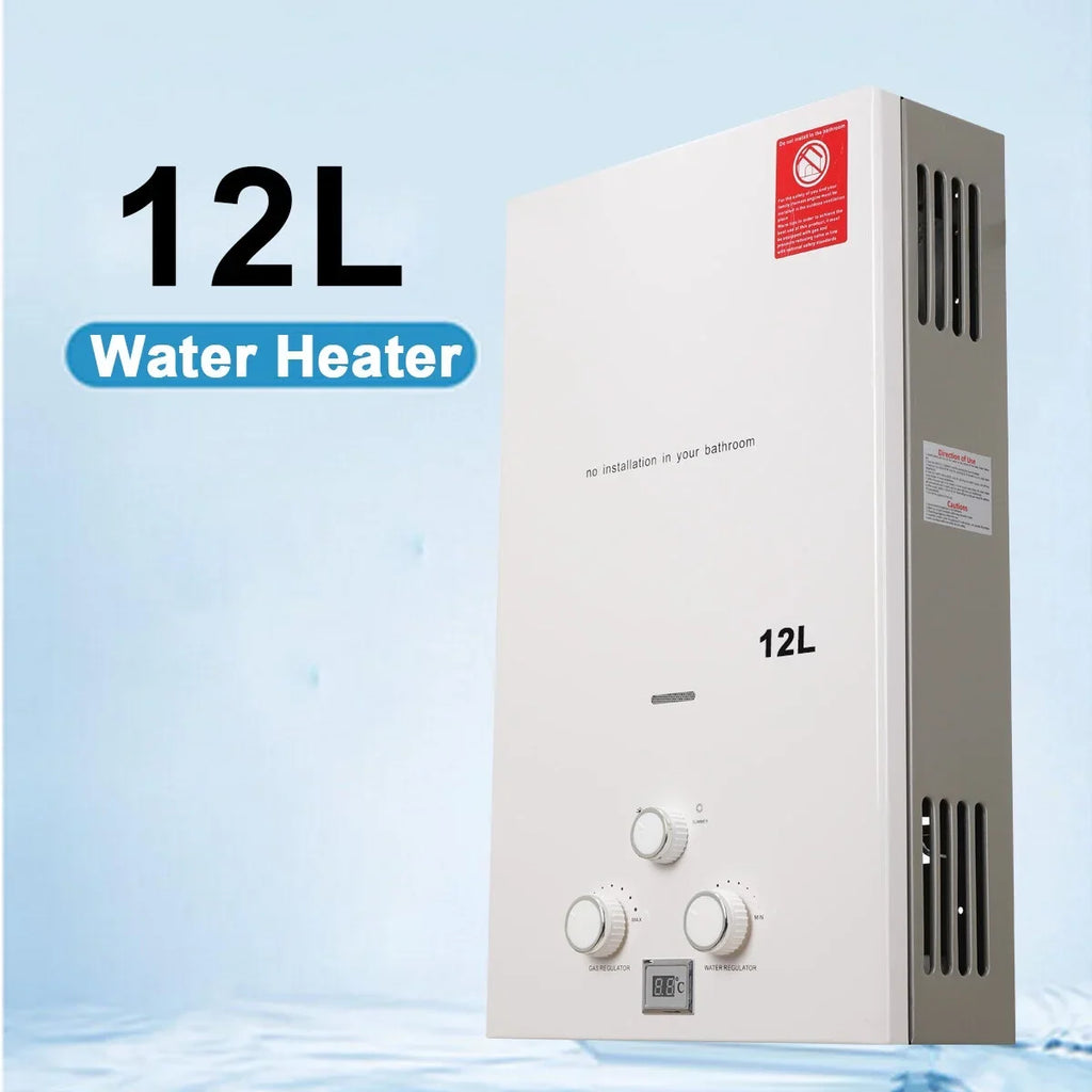 NICCOO 12L Portable LPG Propane Gas Water Heater Gas Tankless Boiler Camping Outdoor