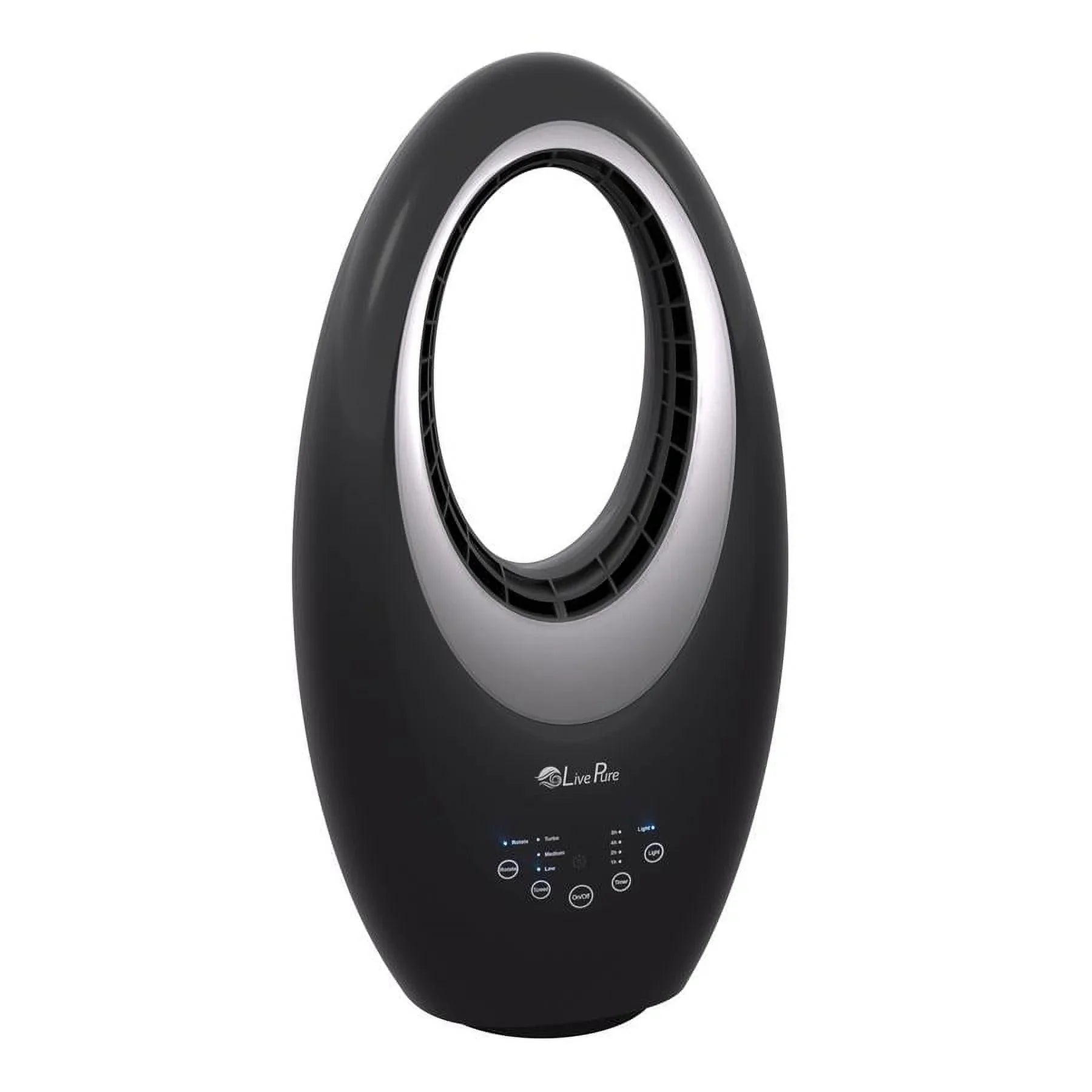 Livepure Bladeless Auto-Duster Fan, Oscillating Fan with Filter, Cooling Air Circulator- Graphite