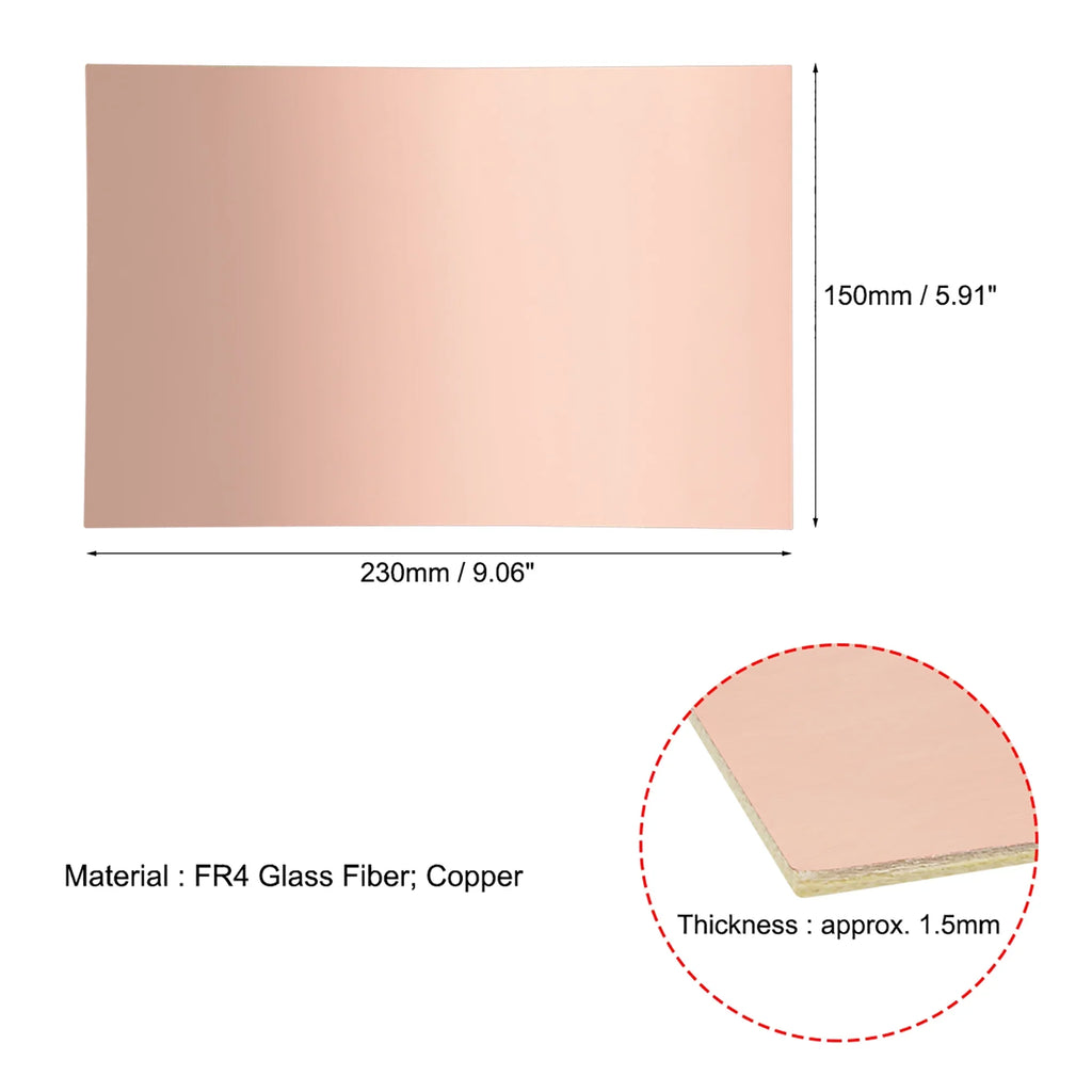 230x150mm Single-Sided Copper Clad Laminate PCB Circuit Board FR4 1.5mm Thickness DIY Prototyping PCB Board 5 pcs