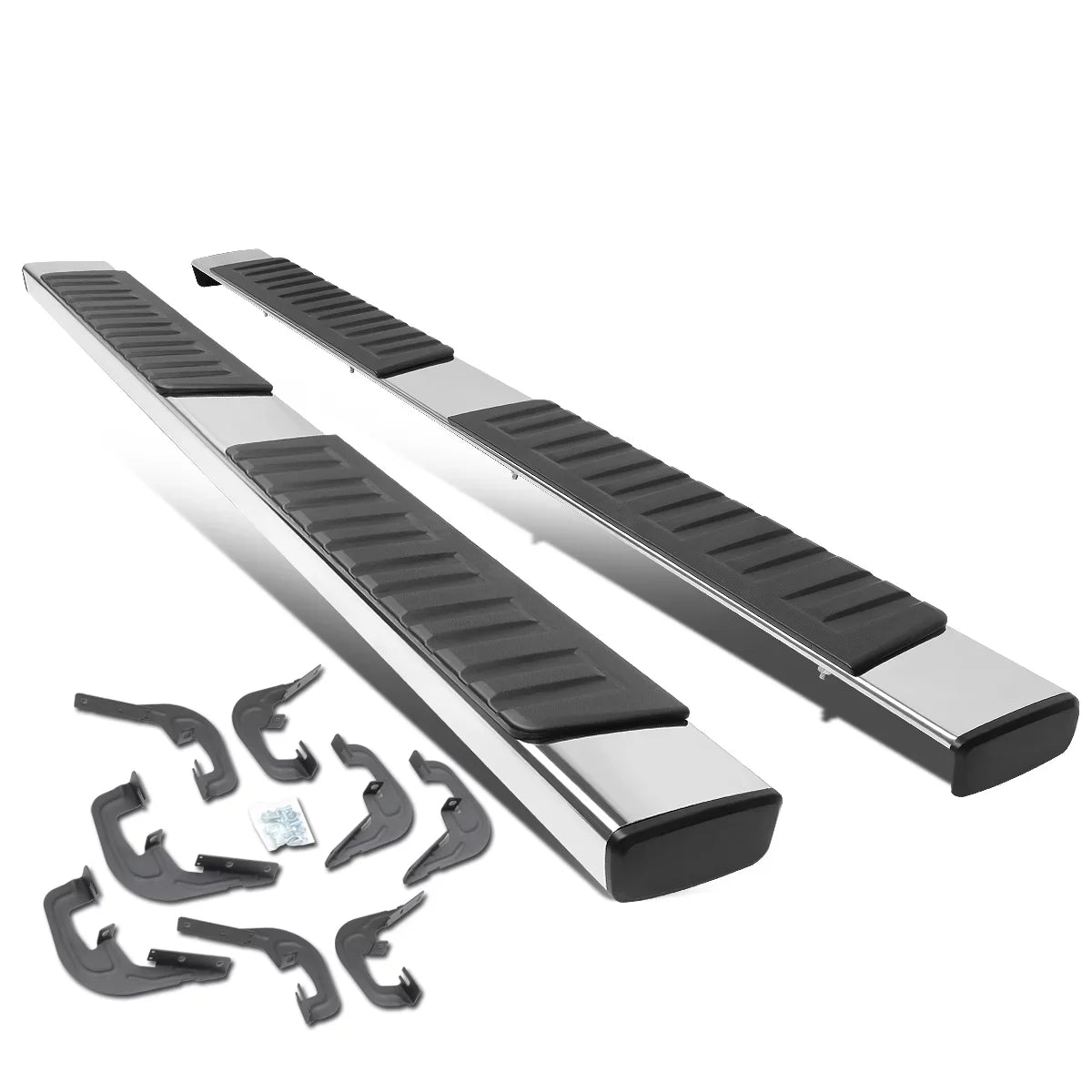 DNA Motoring STEPB-ZTL-8017 2007 to 2019 Chevy Silverado/GMC Sierra 1500 2500HD 3500HD Crew Cab Stainless Steel 6" Side Step Nerf Bar Running Board