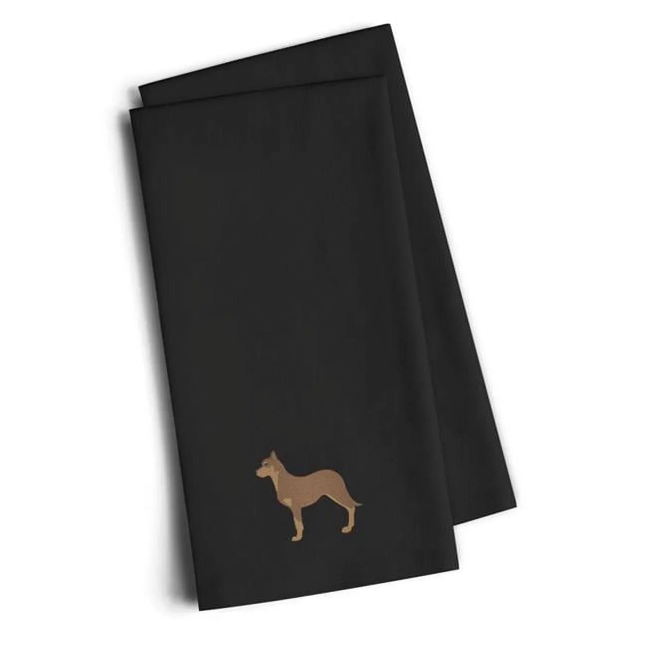 Carolines Treasures Australian Kelpie Dog Black Embroidered Kitchen Towel - Black - 19in. H x 0.1in. W x 28in. L