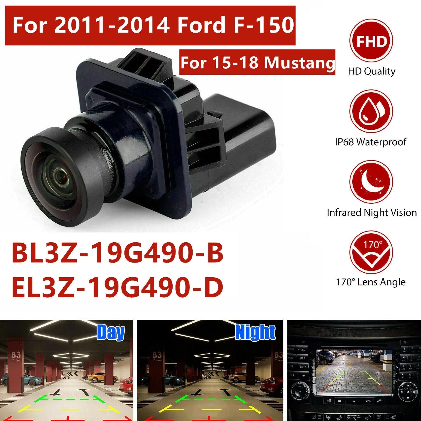 For 2012 2013 2014 Ford F-150 Rear View Camera Back Up Safety Camera BL3Z19G490B