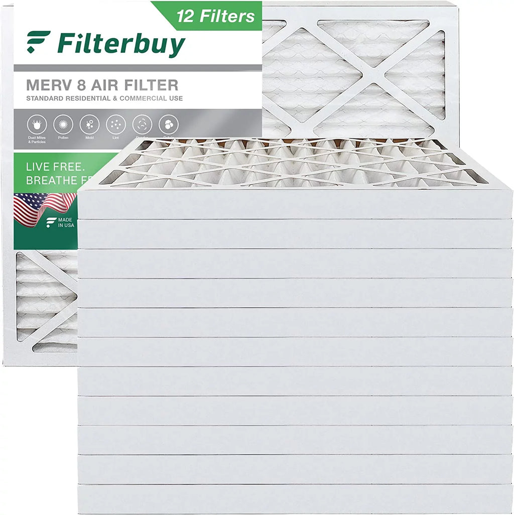 Filterbuy 18x20x2 MERV 8 Pleated HVAC AC Furnace Air Filters (12-Pack)