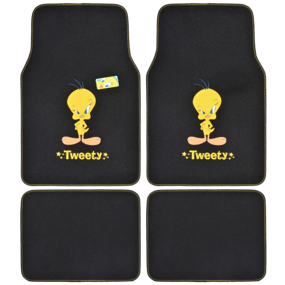 BDK Looney Tunes Tweety Bird Car Seat Shield with Floor Mats Full Set - Holiday Car Auto Accessories Gift Set