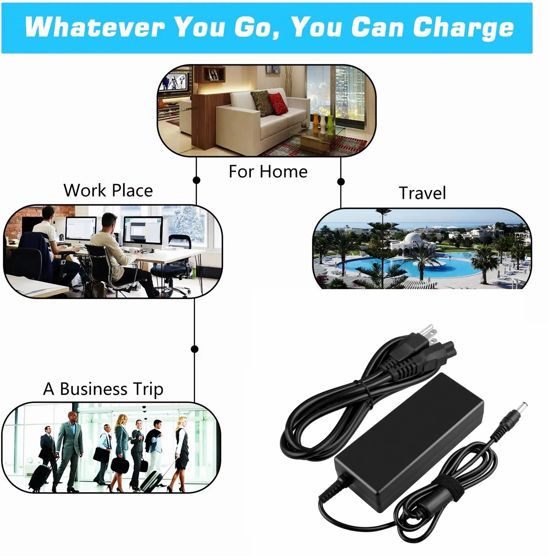 KONKIN BOO AC / DC Adapter Replacement Dell Vostro V5460-1308/ I3-3120 V5460-1316/ I3-3120 V5460-1516/I5 3230 V5460-1618/I5-3337 V5460-2626/I5-3337 V5460 p41g Notebook PC Power