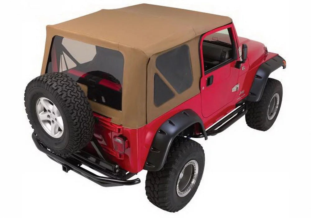 Rampage by RealTruck 68317 Complete Soft Top Kit With Frame & Hardware For 1997-2006 Jeep Wrangler TJ, With Soft Upper Doors, Spice Denim